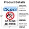 Signmission No Guns Allowed OSHA Notice Sign, Plastic, 7in W x 10in L, 2PK OS-2PACK-NS-P-710-V-14640 - alternate 5